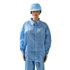 Blue 5mm Stripe Polyester Lint Free ESD Suit cho quần áo bảo hộ lao động công nghiệp