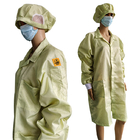 Nhà máy phòng thí nghiệm đã sử dụng áo choàng chống tĩnh điện Polyester ESD lưới 2,5 mm cho phòng sạch màu vàng