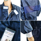 Bộ áo liền quần phòng sạch ESD lưới 5mm màu xanh đậm dành cho ngành công nghiệp điện tử