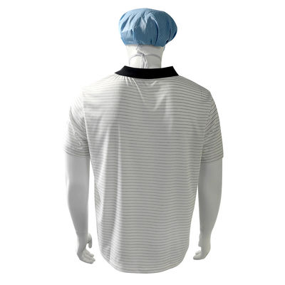 7MM Dải lụa trắng đan ESD Áo thun Polo chống tĩnh 99% Polyester 1% dẫn
