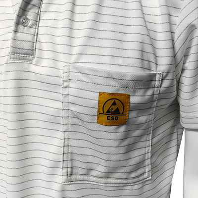 Áo thun ESD 7MM Áo thun polyester thắt lụa dẫn điện Áo thun Polo chống tĩnh