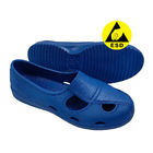 Màu xanh Đường bền tích hợp đúc SPU vật liệu ESD Antistic Workshop An toàn Bốn lỗ Giày dép cho phòng sạch