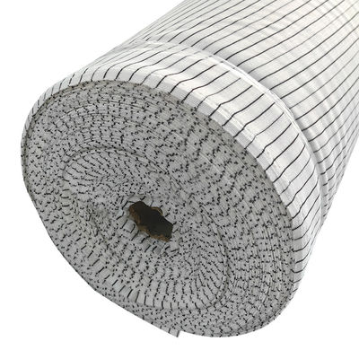 Màu trắng 6MM sọc 240gsm Polyester đan ESD vải sườn chống tĩnh