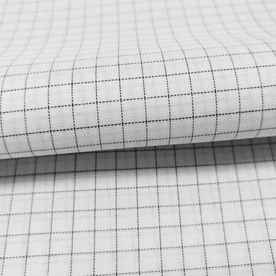 Màu trắng 7MM Grid 65% Polyester + 32% Cotton + 2% Carbon Fiber T / C ESD Anti Static Fabric Cho quần áo phòng sạch
