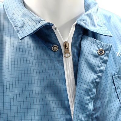 Phòng sạch áo khoác chống tĩnh điện ESD với một Lapel Zipper White Mesh Lưng áo khoác phòng thí nghiệm chống tĩnh
