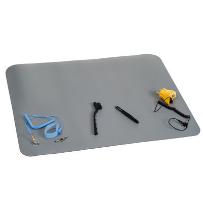 ESD Mái bàn PVC màu xám Mái chống tĩnh với nút cho khu vực chống tĩnh