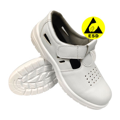 Màu trắng PU Sole ESD chống tĩnh chống vỡ Giày bảo vệ lao động Chơi thở chống tĩnh thép giày an toàn