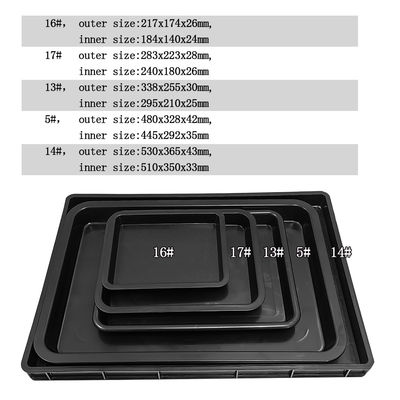 530x365x43mm ESD Tray hình vuông chống tĩnh Đen nhựa hình chữ nhật mờ ESD Tray ESD Vòng tròn điện tử
