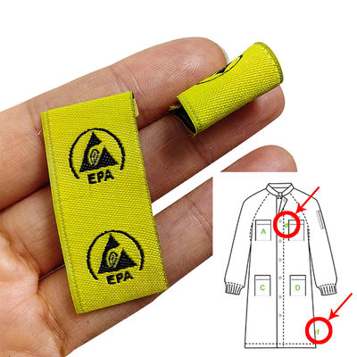 ESD Kháng tĩnh EPA Biểu hiệu cảnh báo thêu vải dán quần áo phòng sạch