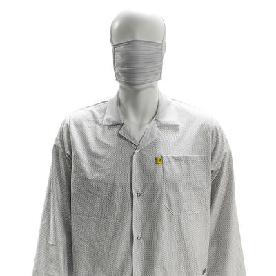 XS-10XL Phòng sạch áo khoác ESD màu trắng 96% Polyester + 4% Carbon có thể giặt