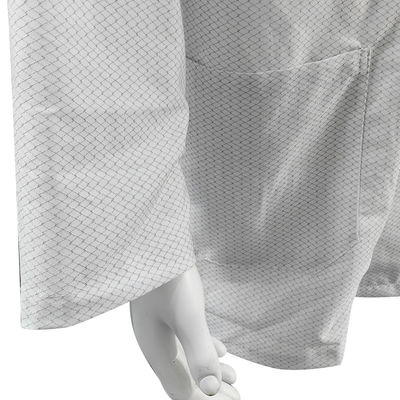 XS-10XL Phòng sạch áo khoác ESD màu trắng 96% Polyester + 4% Carbon có thể giặt