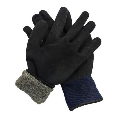 Đen Xanh Mùa đông Thể thao ngoài trời Làm việc Latex ngâm với bọt Cashmere Gloves ấm áp