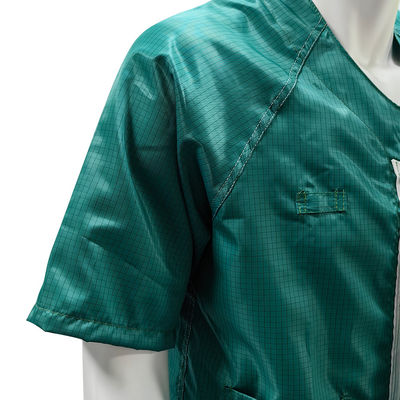 Phòng sạch xanh ESD áo khoác tay ngắn chống tĩnh