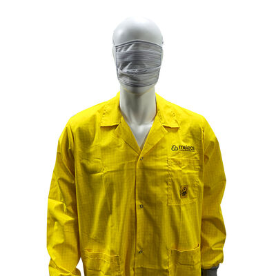 Màu vàng ESD chống tĩnh 5mm lưới TC Cleanroom Smock