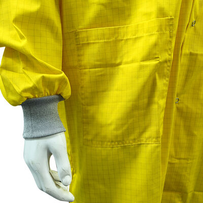 Màu vàng ESD chống tĩnh 5mm lưới TC Cleanroom Smock