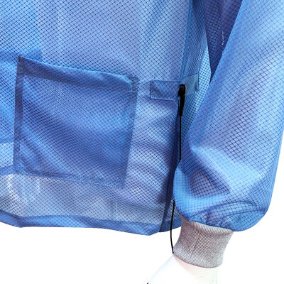 ESD Phòng chống tĩnh 96% Polyester + 4% Carbon Fiber Diamond Grid Lab Coat