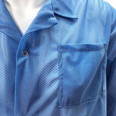 ESD Phòng chống tĩnh 96% Polyester + 4% Carbon Fiber Diamond Grid Lab Coat