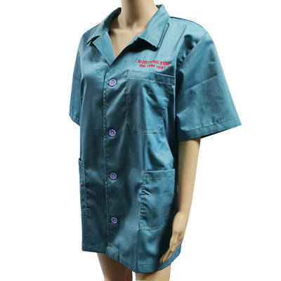Phòng sạch Quần áo ESD tay ngắn 65% Polyester 35% cotton