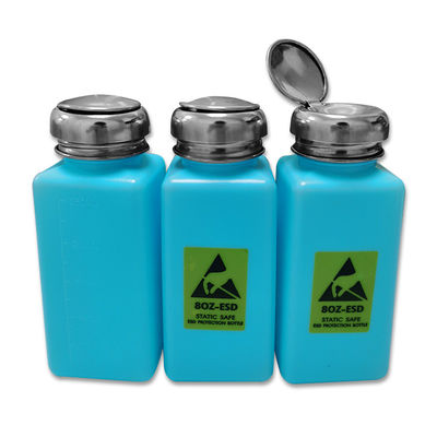 Phòng sạch Máy bơm rượu nhựa ESD Chai bơm Màu xanh lam 8OZ