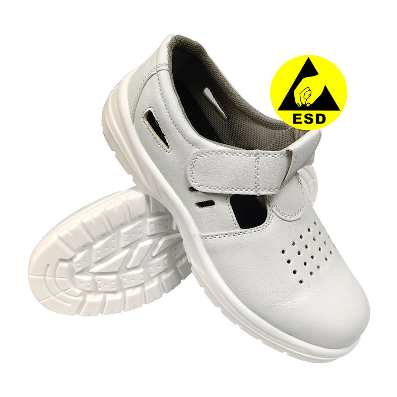 Màu trắng PU Sole ESD chống tĩnh chống vỡ Giày bảo vệ lao động Chơi thở chống tĩnh thép giày an toàn